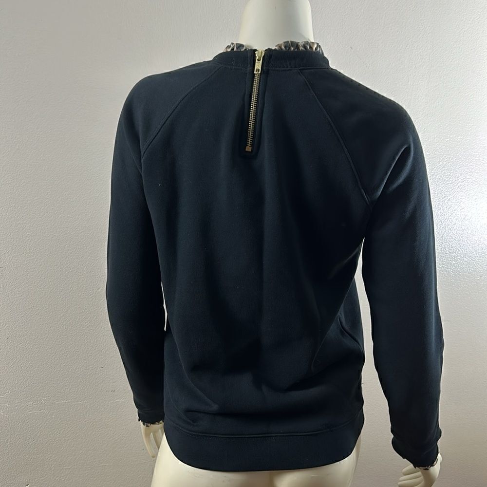 Women’s J CREW sweatshirt ruffle neck pullover size XS extra small animal print - Picture 6 of 10